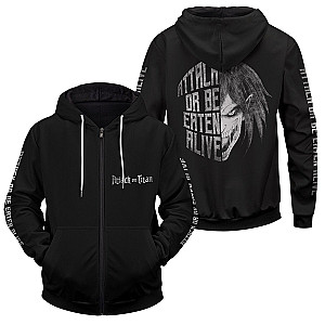 Attack On Titan Hoodies - Attack Or Be Eaten Alive Unisex Zipped Hoodie FH0709