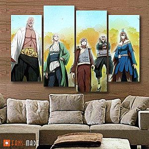 Naruto Wall Canvas -The Five Kage 4 Piece Canvas FH0709
