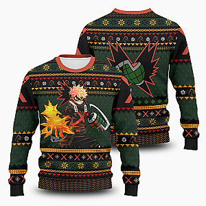 MHA Sweaters - Bakugo Fire Xmas Unisex Wool Sweater FH0709